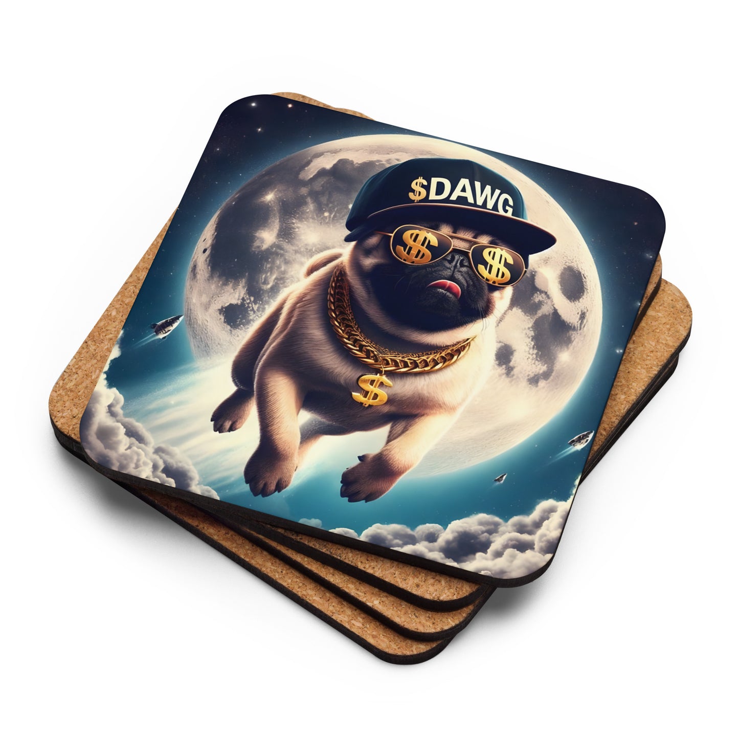 Moon $DAWG Cork-back coaster