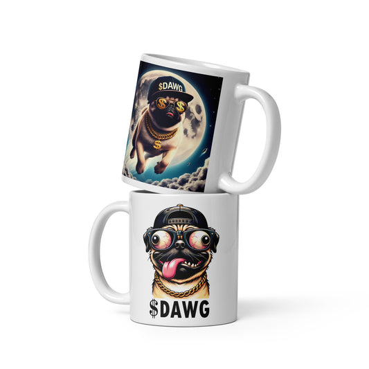 Moon $DAWG V-1.0 White glossy mug